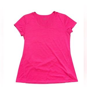 Athleta Shadow Striped Chi T Shirt in Hot Pink Size Medium NWOT